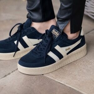Gola Grandslam Suede Sneakers Navy White Gold Women's US 10 EU 41 Retro Trainers